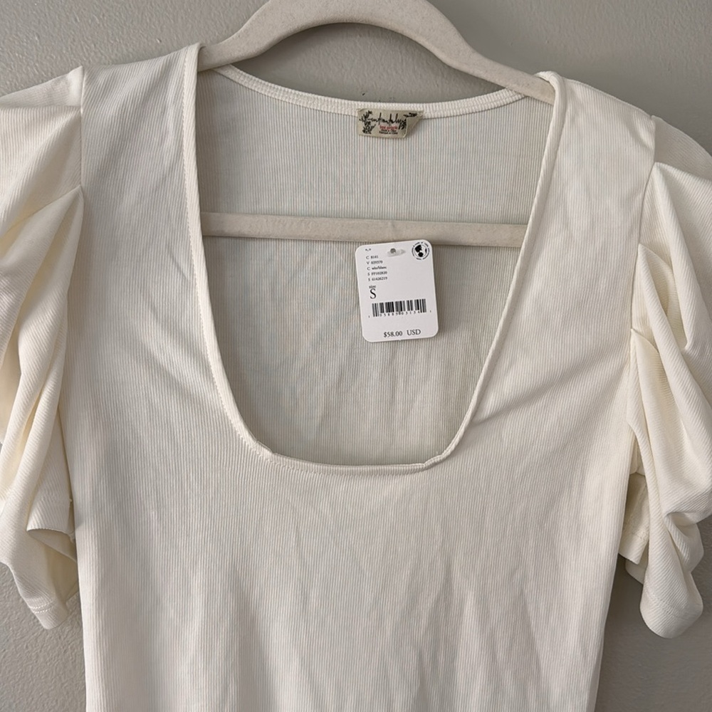 Free People So Fresh Ribbed Bodysuit in White - Picture 3 of 6